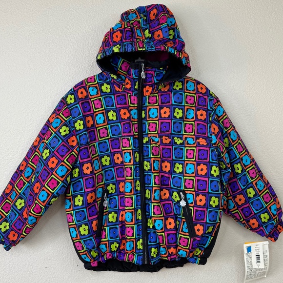 🧣Jupa Sport Dridux Girls Floral Wind & Waterpoof Winter Ski Hooded Jacket Sz. 8 - Picture 1 of 16
